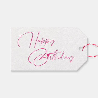 Grattis på födelsedagen Rosa Modern Calligraphy Si Presentetikett