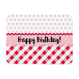 Grattis på födelsedagen Rosa och White Polka Dot G Magnet
