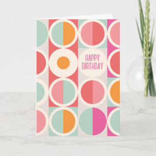 Grattis på födelsedagen Rosa Orange Blå Geometri Kort