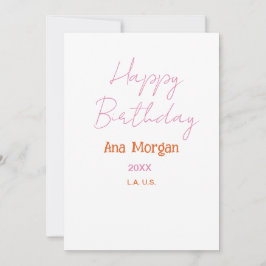 GRATTIS PÅ FÖDELSEDAGEN ROSA ORANGE NAMN ENKEL ÅR  INBJUDNINGAR