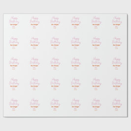 GRATTIS PÅ FÖDELSEDAGEN ROSA ORANGE NAMN ENKEL ÅR  PRESENTPAPPER