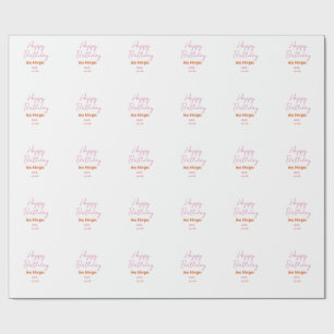 GRATTIS PÅ FÖDELSEDAGEN ROSA ORANGE NAMN ENKEL ÅR  PRESENTPAPPER