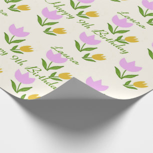 Grattis på födelsedagen Rosa Orange Tulpaner Söt A Presentpapper