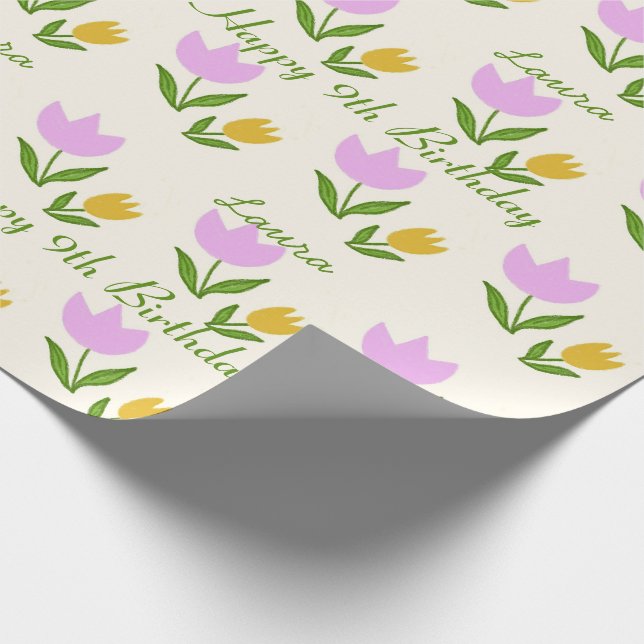 Grattis på födelsedagen Rosa Orange Tulpaner Söt A Presentpapper (Hörn)