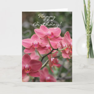 Grattis på födelsedagen Rosa Orchid-blommor Kort