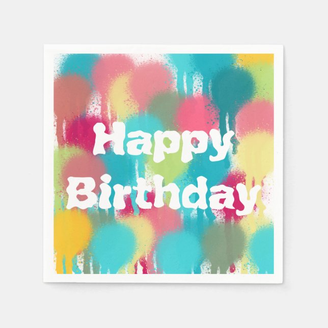 Grattis på födelsedagen Rosa Paint Party Pappersservett (Framsidan)