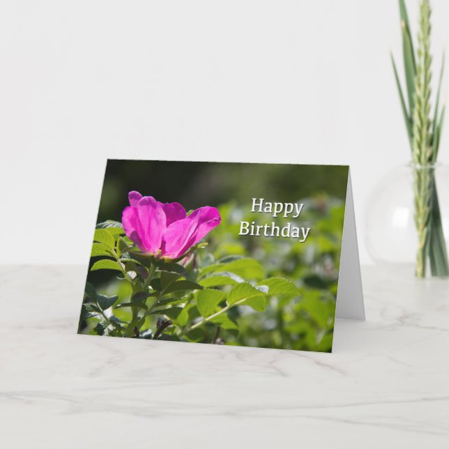 Grattis på födelsedagen Rosa pappersros kort (Framsida)