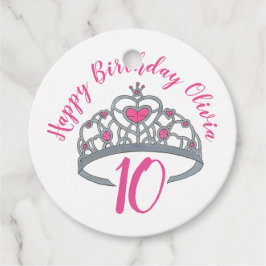 Grattis på födelsedagen Rosa Princess Party Tiara Gåvor Etiketter