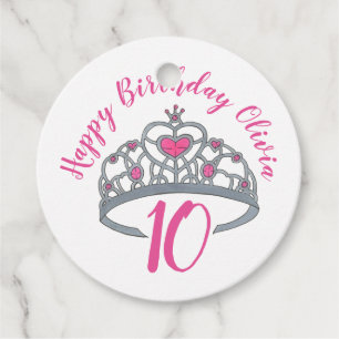 Grattis på födelsedagen Rosa Princess Party Tiara  Gåvor Etiketter
