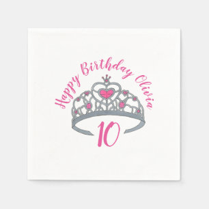 Grattis på födelsedagen Rosa Princess Party Tiara  Pappersservett