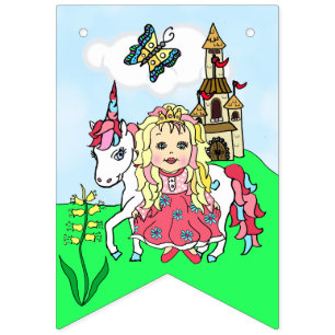 Grattis på födelsedagen Rosa Prinsessa Banner Vimplar