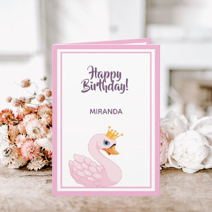 Grattis på födelsedagen rosa prinsessan svan på vi kort