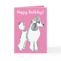 Grattis på födelsedagen! Rosa Pudel, vit standard