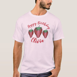 Grattis på födelsedagen Rosa Red Sweet Strawberry  T Shirt