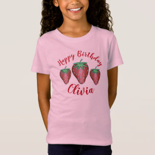 Grattis på födelsedagen Rosa Red Sweet Strawberry T Shirt
