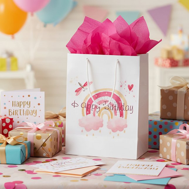 Grattis på födelsedagen rosa regnbåge  (Skapare uppladdad)