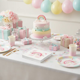 Grattis på födelsedagen rosa regnbåge pappersservett