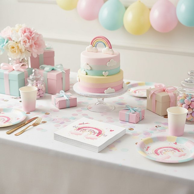 Grattis på födelsedagen rosa regnbåge pappersservett (Skapare uppladdad)