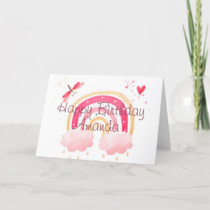 Grattis på födelsedagen rosa regnbåge personlig helgkort