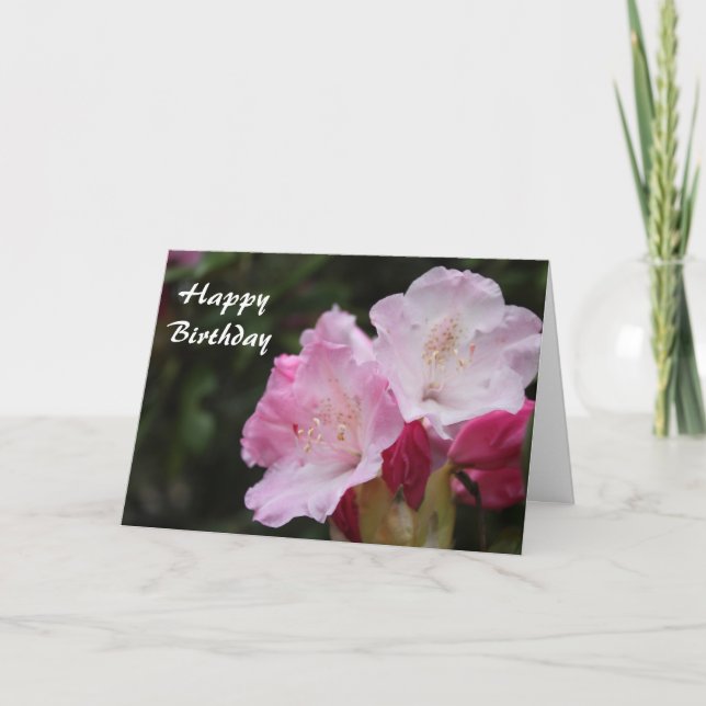 grattis på födelsedagen, rosa rhododendron kort (Framsida)