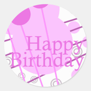 Grattis på födelsedagen Rosa Roligt Sticker Runt Klistermärke