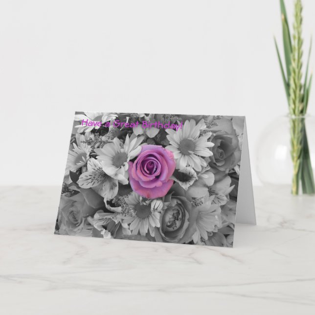 Grattis på födelsedagen-Rosa ros Kort (Framsida)