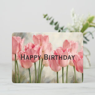 Grattis på födelsedagen Rosa Tulips Julkort