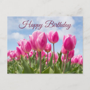 Grattis på födelsedagen Rosa Tulpan Blommor Vykort