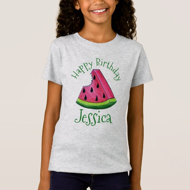 Grattis på födelsedagen Rosa Watermelon Segce Frui T Shirt (Framsida)