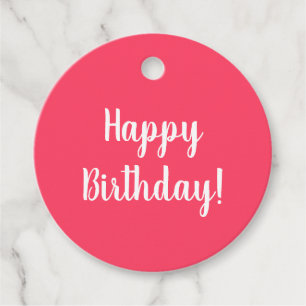 Grattis på födelsedagen Rosa White Typography Gift Gåvor Etiketter