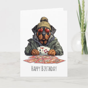 Grattis på födelsedagen Rottweiler-Hund för uppspe Kort