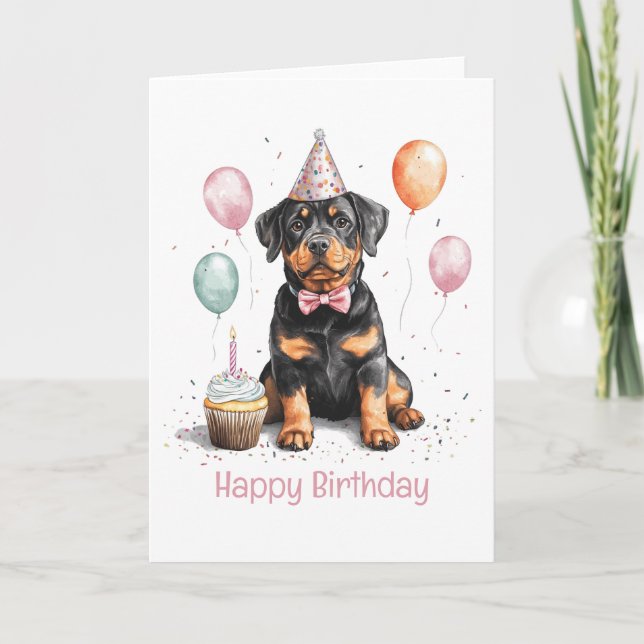 Grattis på födelsedagen Rottweiler Hund Kort (Framsida)