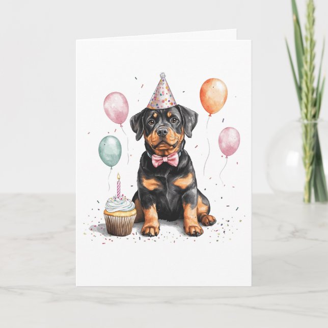 Grattis på födelsedagen Rottweiler Hund Kort (Framsida)