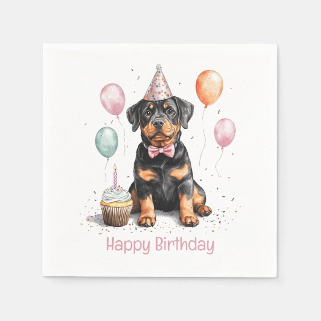 Grattis på födelsedagen Rottweiler Hund Pappersservett (Framsidan)