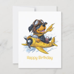 Grattis på födelsedagen Rottweiler Hund Pilot Flyg Vykort
