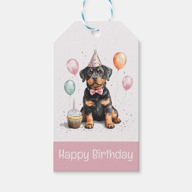 Grattis på födelsedagen Rottweiler Hund Presentetikett (Framsidan)