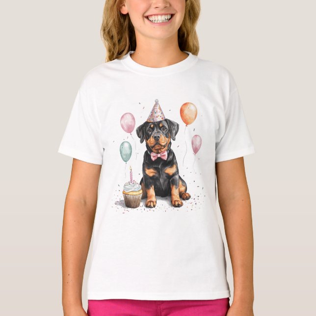 Grattis på födelsedagen Rottweiler Hund T Shirt (Framsida)