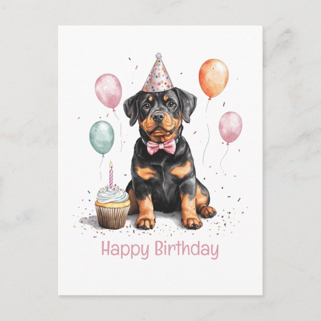 Grattis på födelsedagen Rottweiler Hund Vykort (Framsida)
