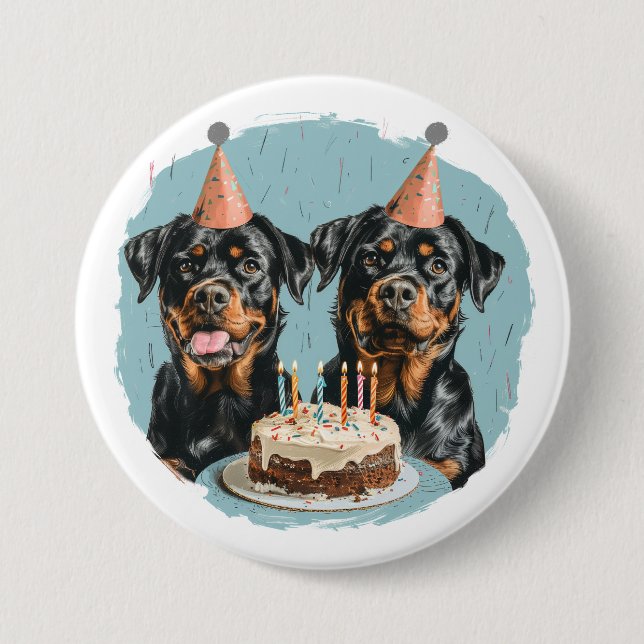 Grattis på födelsedagen Rottweiler Hundar Knapp (Framsida)