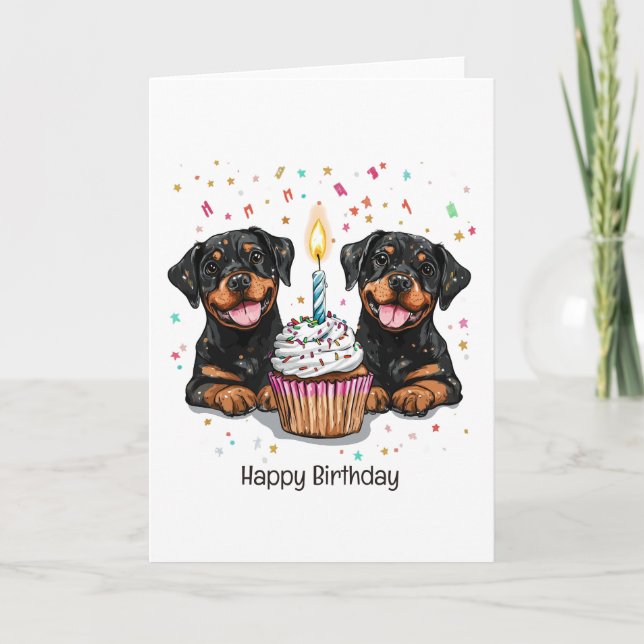 Grattis på födelsedagen Rottweiler Hundar Kort (Framsida)