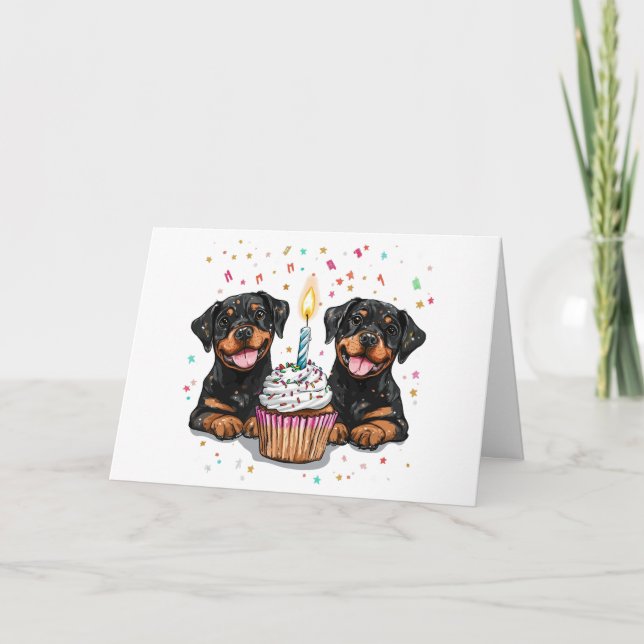 Grattis på födelsedagen Rottweiler Hundar Kort (Framsida)