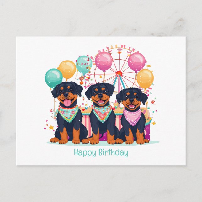 Grattis på födelsedagen Rottweiler Hundar På En Ci Vykort (Framsida)