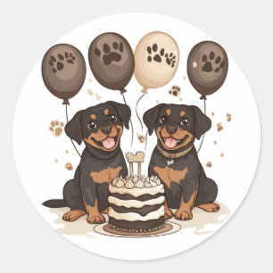 Grattis på födelsedagen Rottweiler Hundar Runt Klistermärke