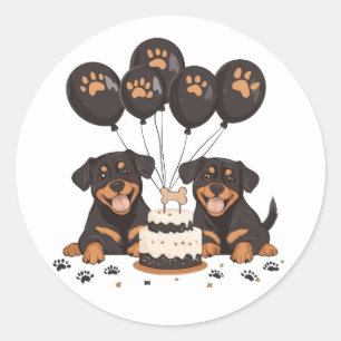 Grattis på födelsedagen Rottweiler Hundar Runt Klistermärke
