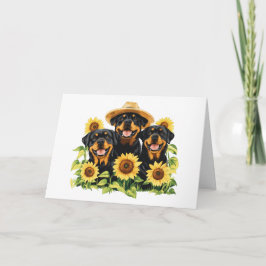 Grattis på födelsedagen Rottweiler Hundar Solrosor Kort