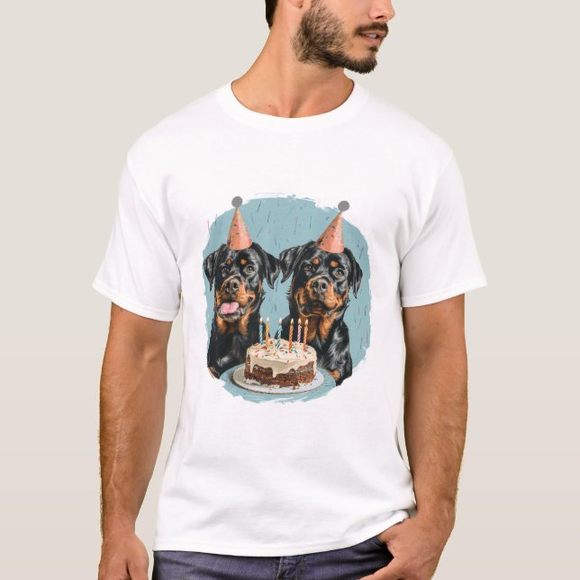 Grattis på födelsedagen Rottweiler Hundar T Shirt (Framsida)