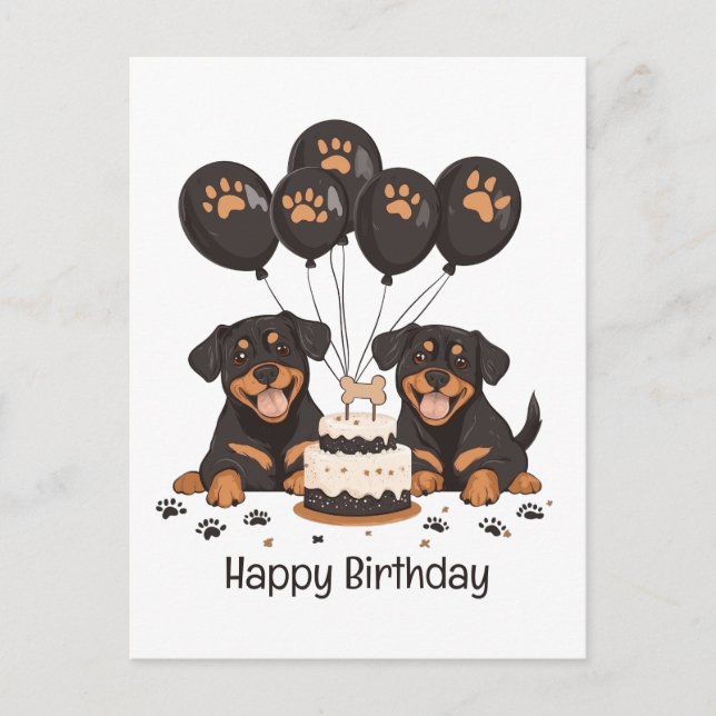 Grattis på födelsedagen Rottweilerhundar Vykort (Framsida)