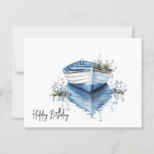 Grattis på födelsedagen Rowboat Blåa blommor Vykort