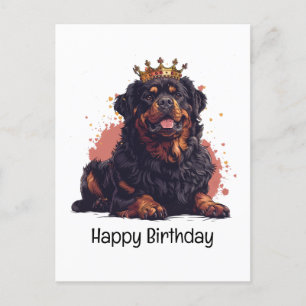 Grattis på födelsedagen Royal Rottweiler Dog Queen Vykort