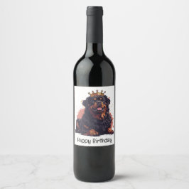 Grattis på födelsedagen Royal Rottweiler Hund Quee Vinflaska Etikett